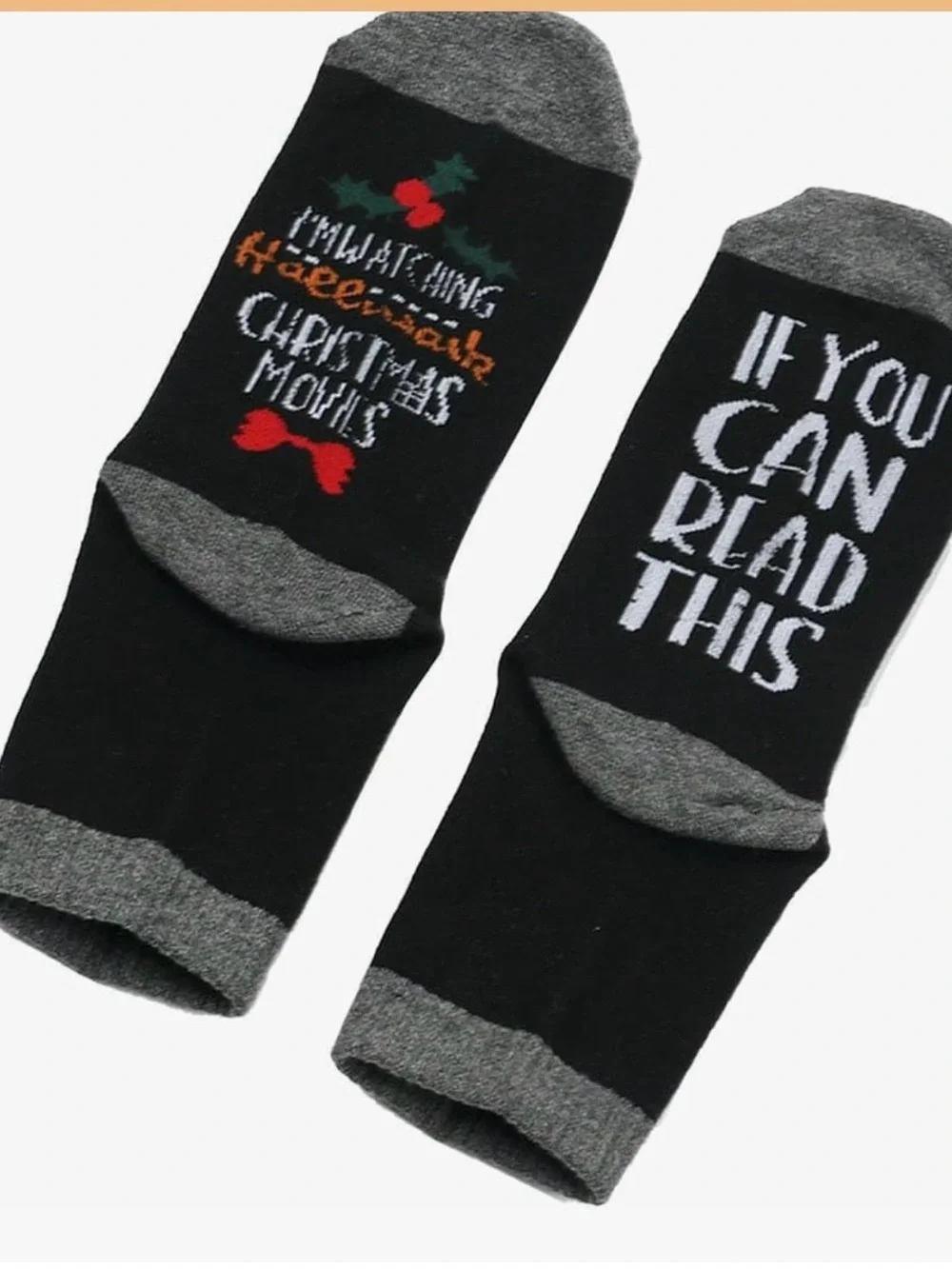 Hallmark Gray & Red Holiday Novelty Socks with Message